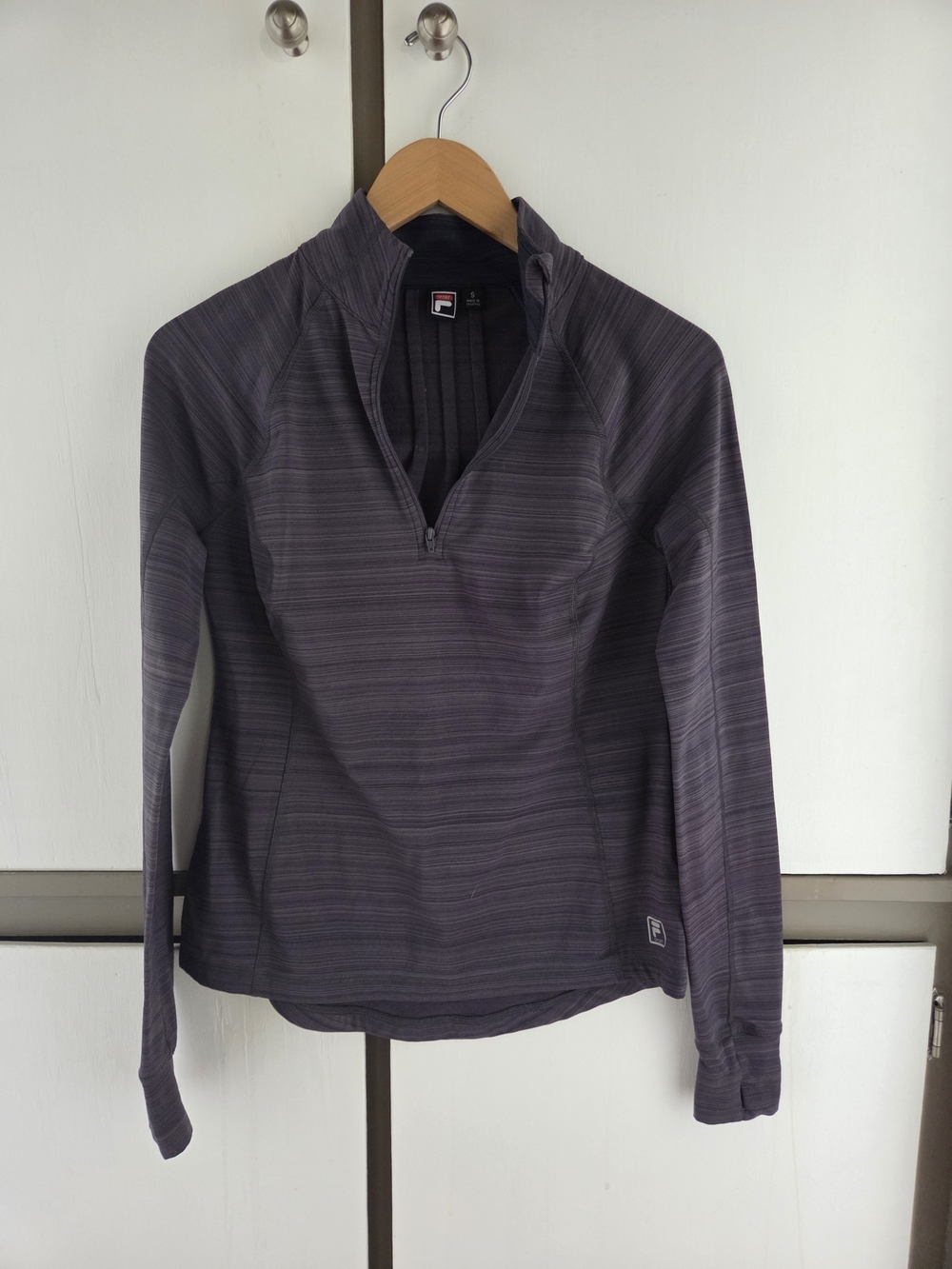FILA Purple/Gray Striped Quarter-Zip Pullover, S, NWOT